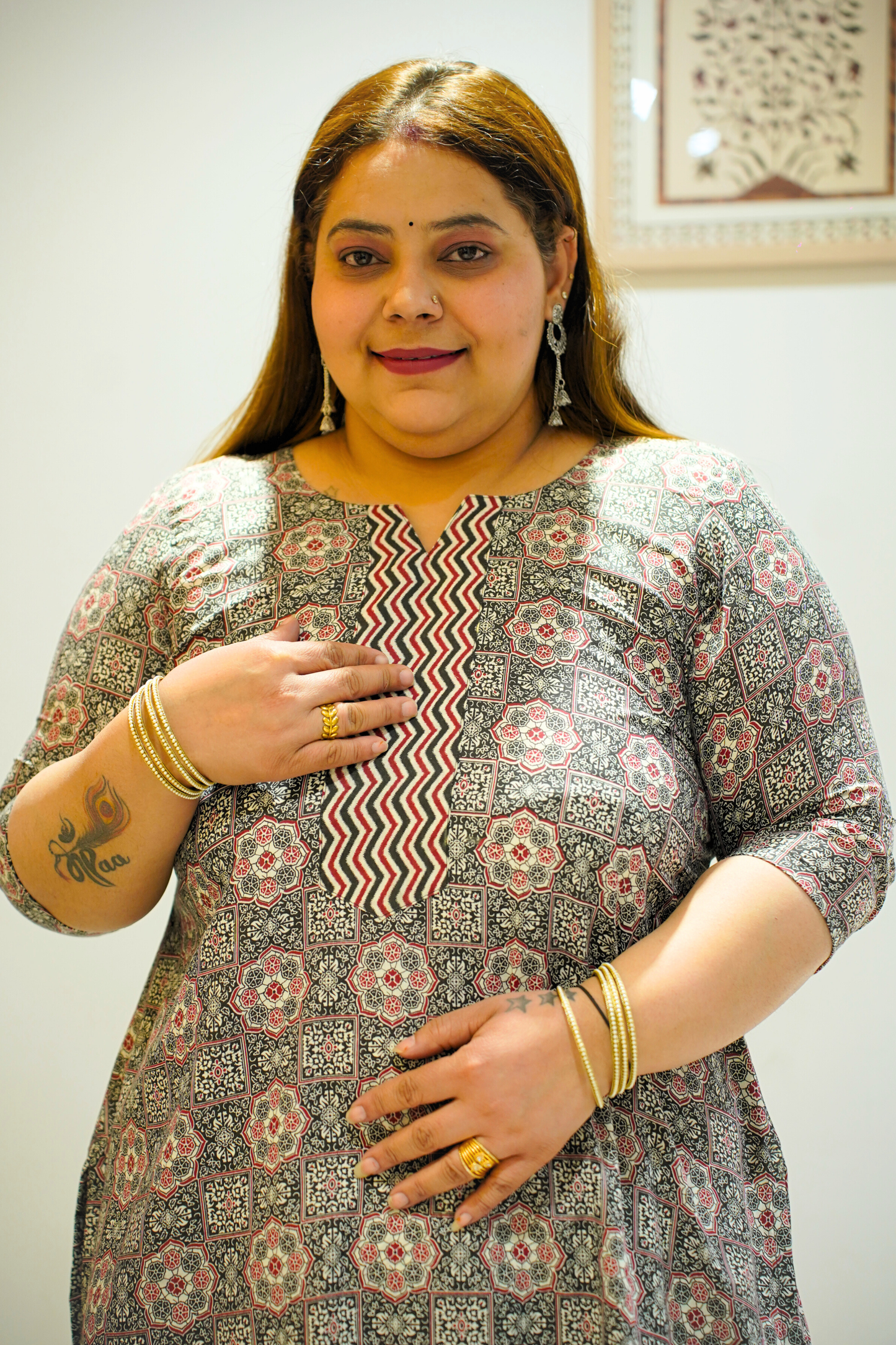 Black Cotton Block Print Suit Set