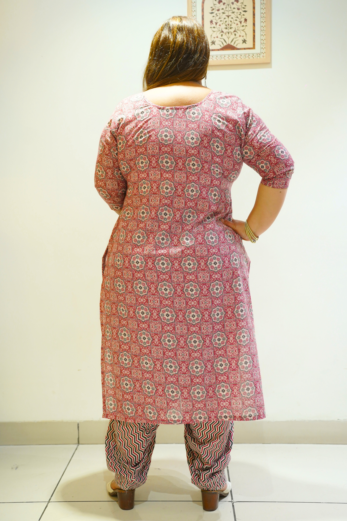 Pink Cotton Block Print Suit Set