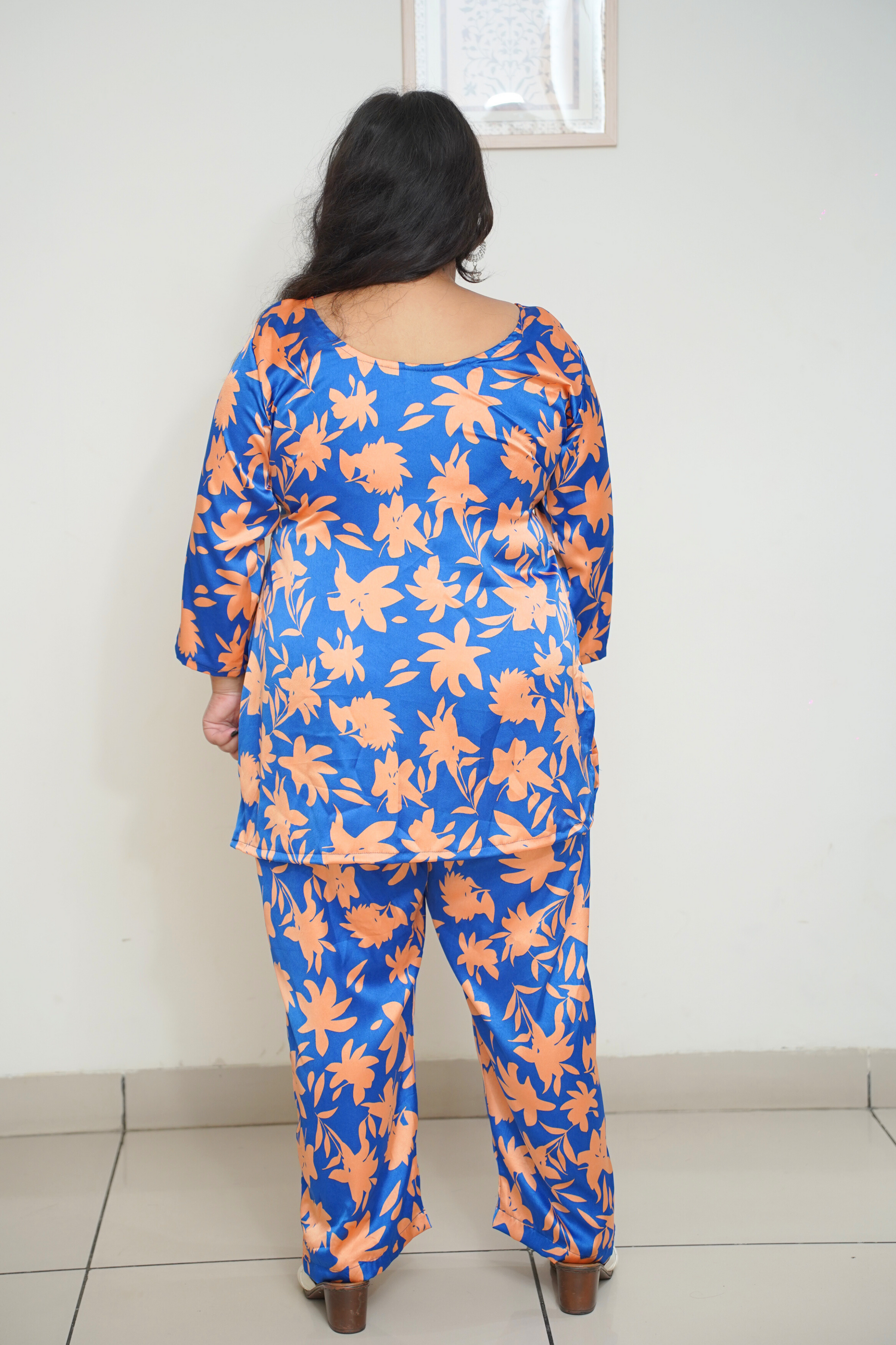 Women Plus Size Vibrant Blue Digital Printed Co-ord Set