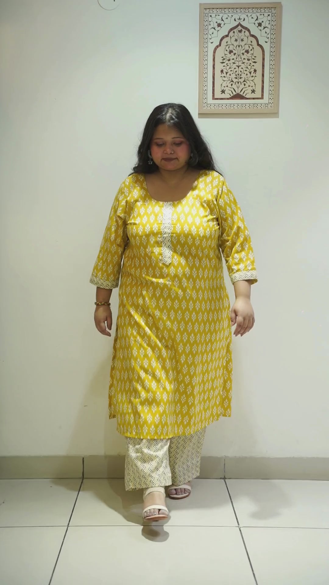 Women Plus Size Deep Yellow Cotton Straight Cut Kurta Set